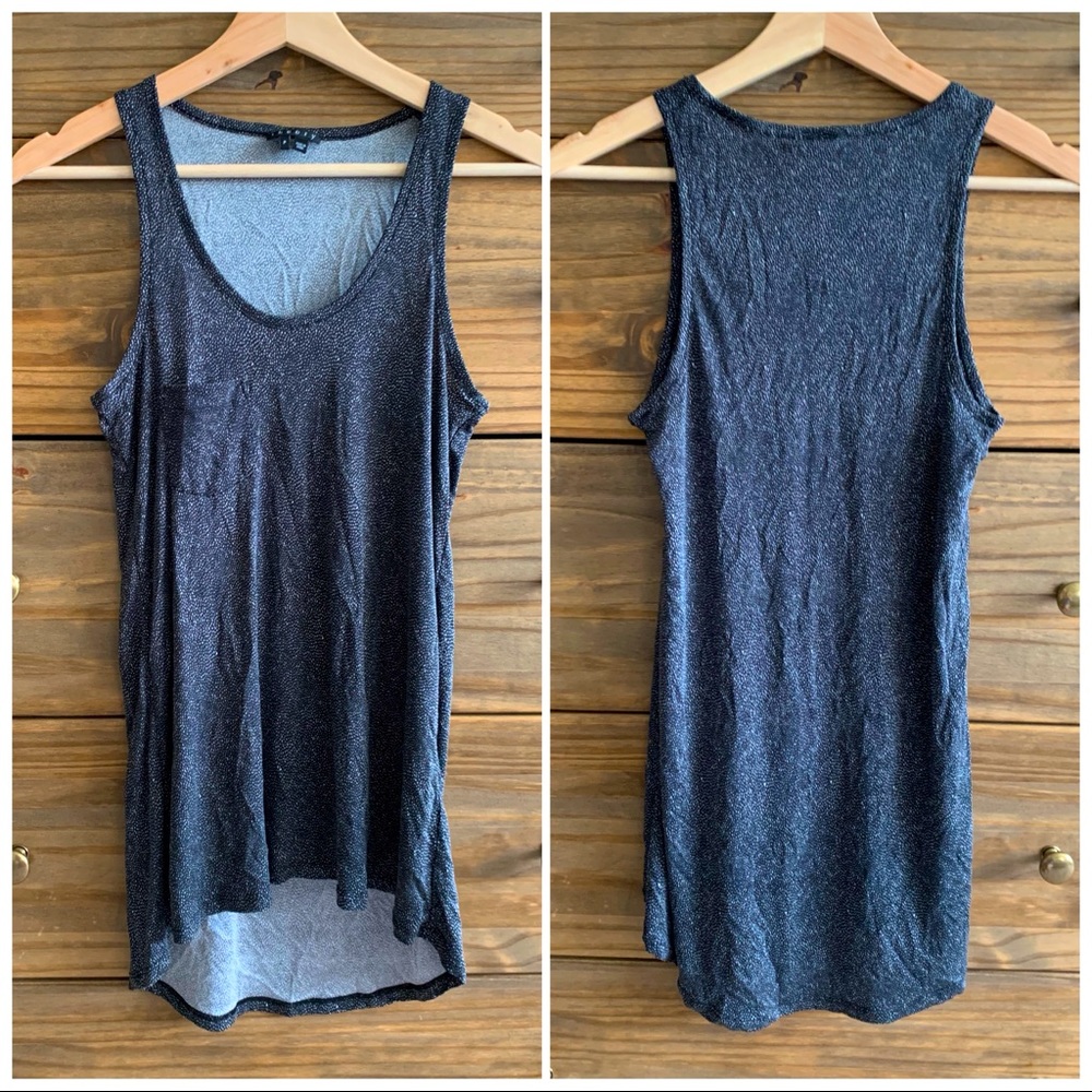 Theory Black Patterned Scoop Pocket Tank Top XS